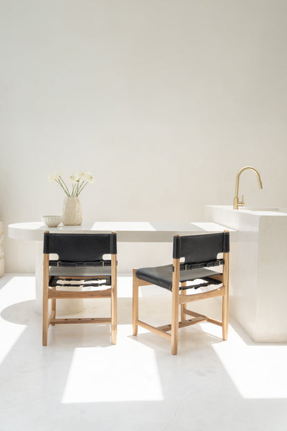 Sedia da pranzo Rava in teak e pelle