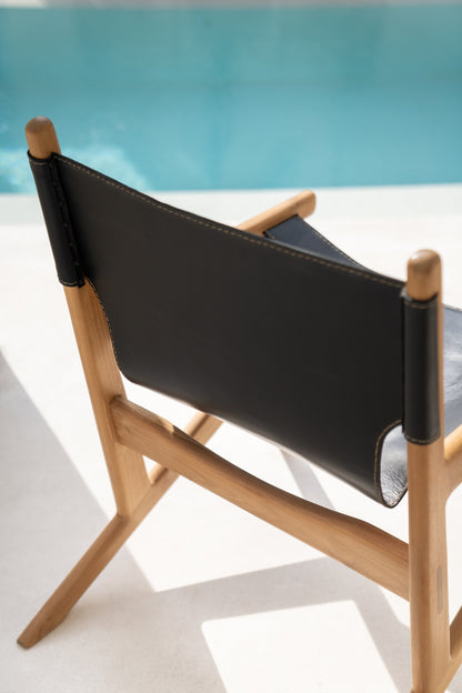 Poltrona Leo in teak e pelle