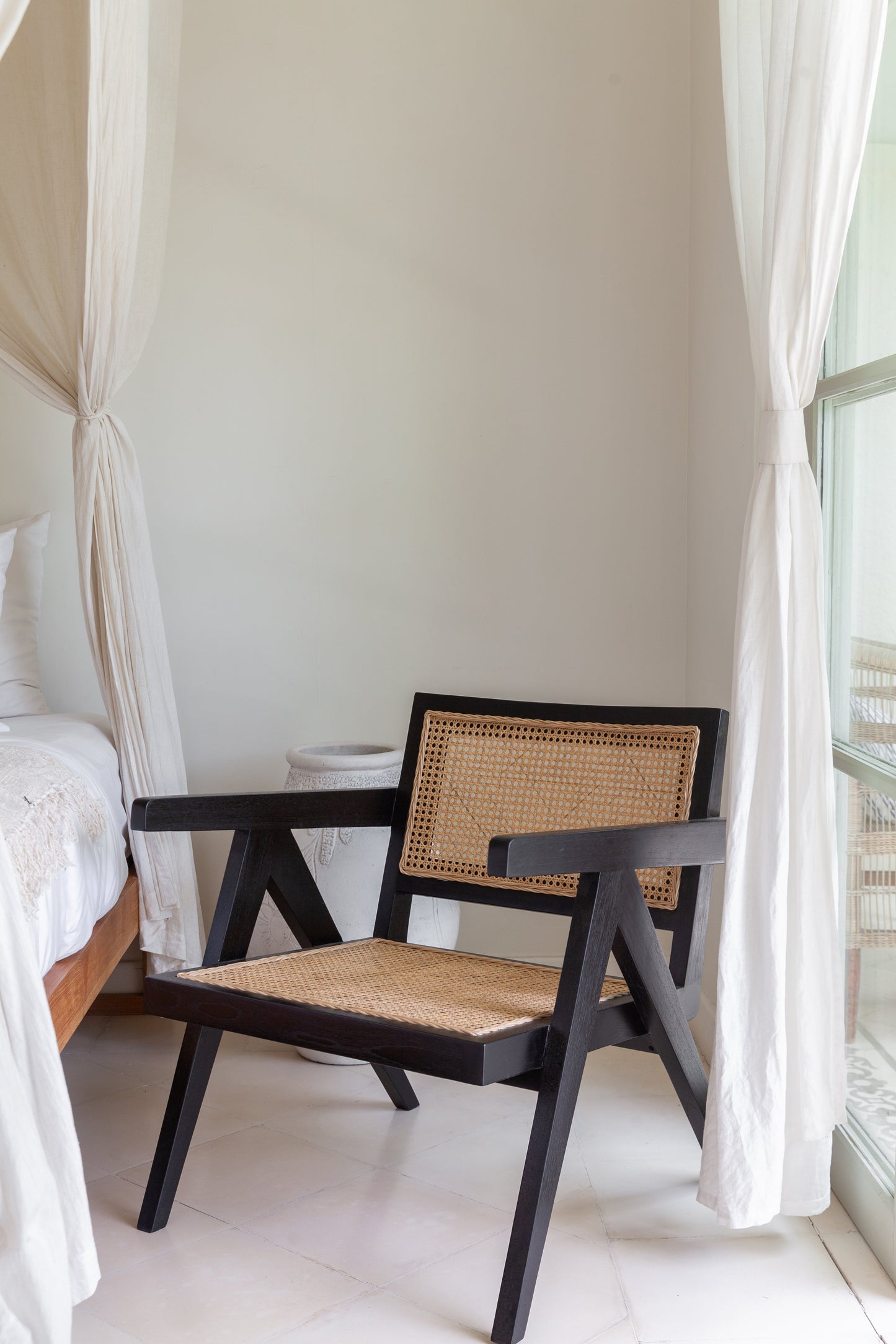 Poltrona lounge Asya in teak e rattan