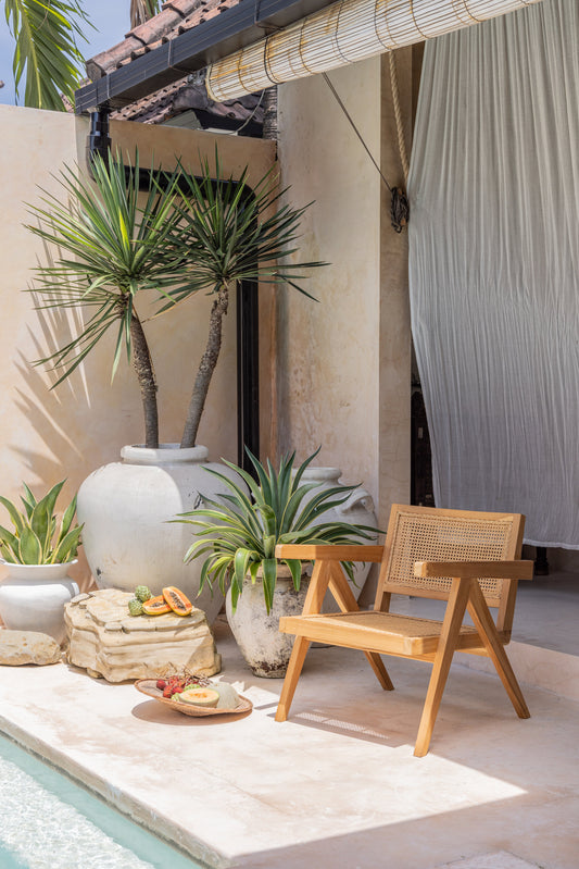 Poltrona lounge Asya in teak e rattan