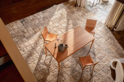 Sedia da pranzo Lola in teak e pelle