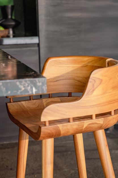 Sgabello girevole da bar in teak Fala