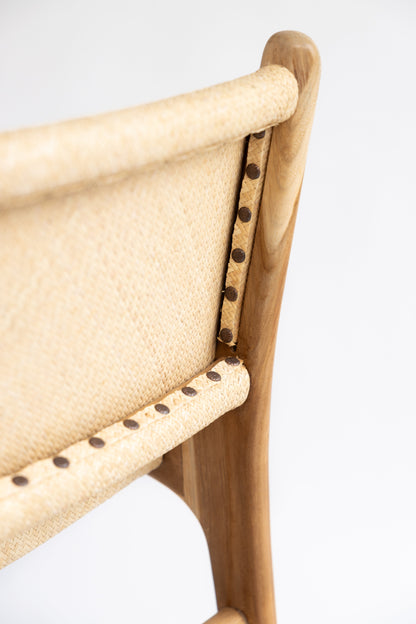 Sgabello da bar Lily Tight in rattan intrecciato e teak