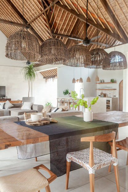 Sedia da pranzo Belinda in teak e pelle intrecciata 