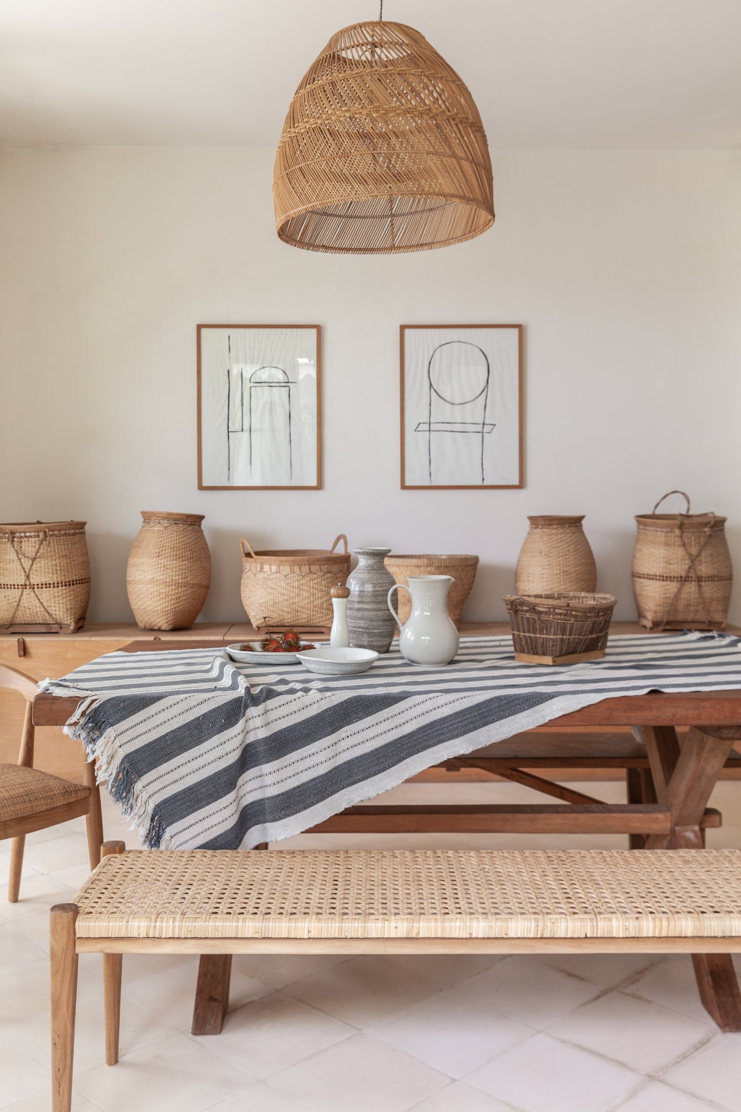 Panca Melati in teak e rattan