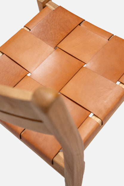 Sedia da pranzo Camelia in teak e pelle