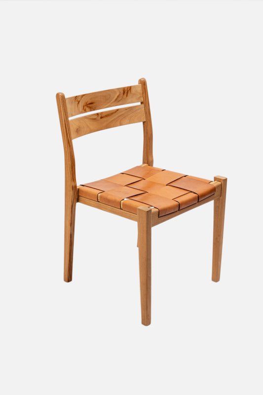 Sedia da pranzo Camelia in teak e pelle