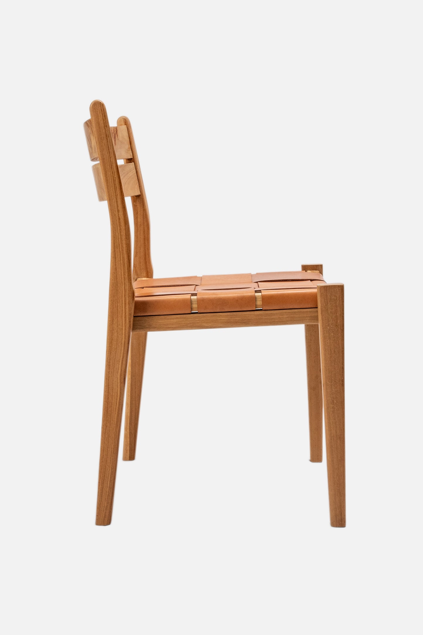 Sedia da pranzo Camelia in teak e pelle
