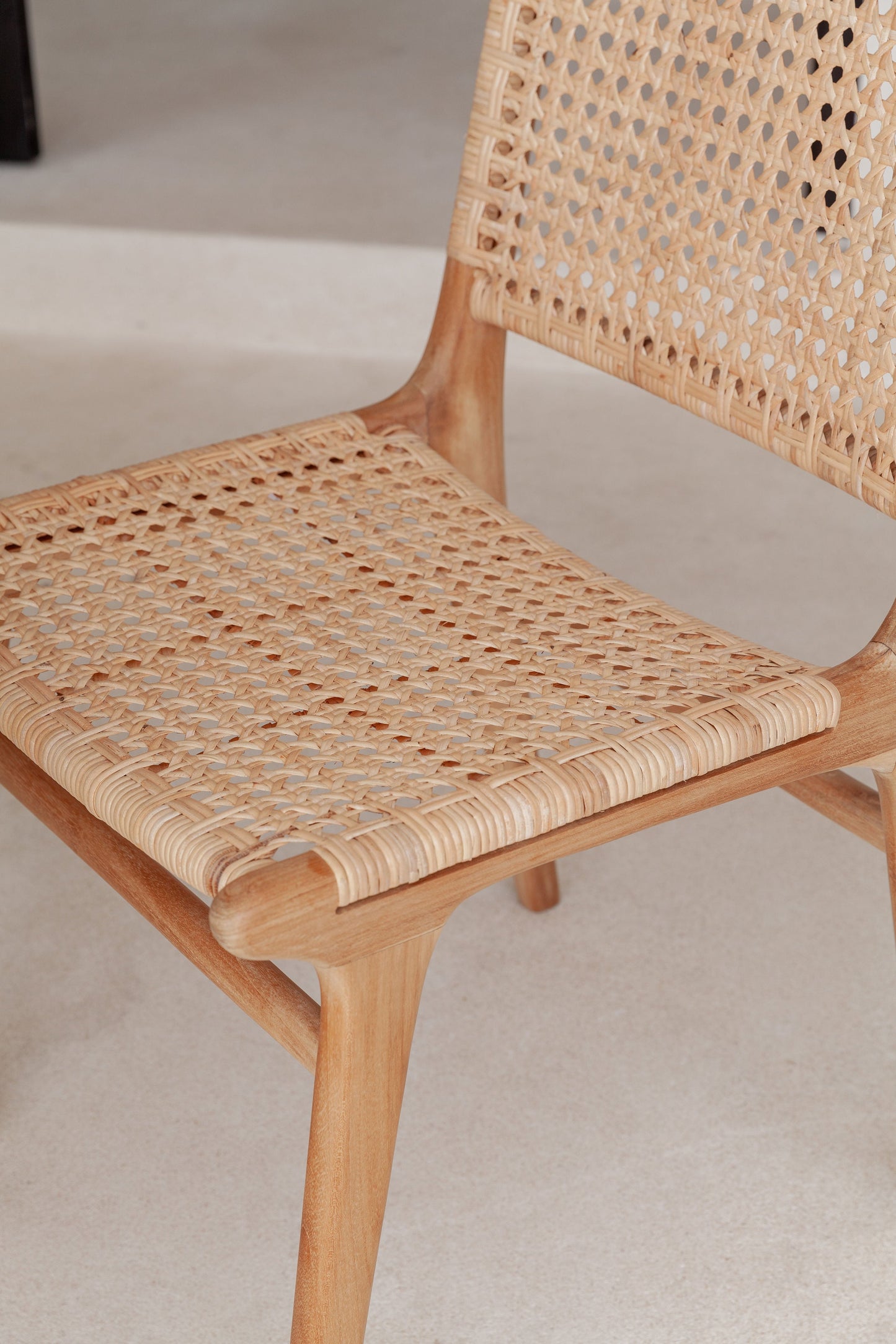 Sedia da pranzo Diana in teak e rattan