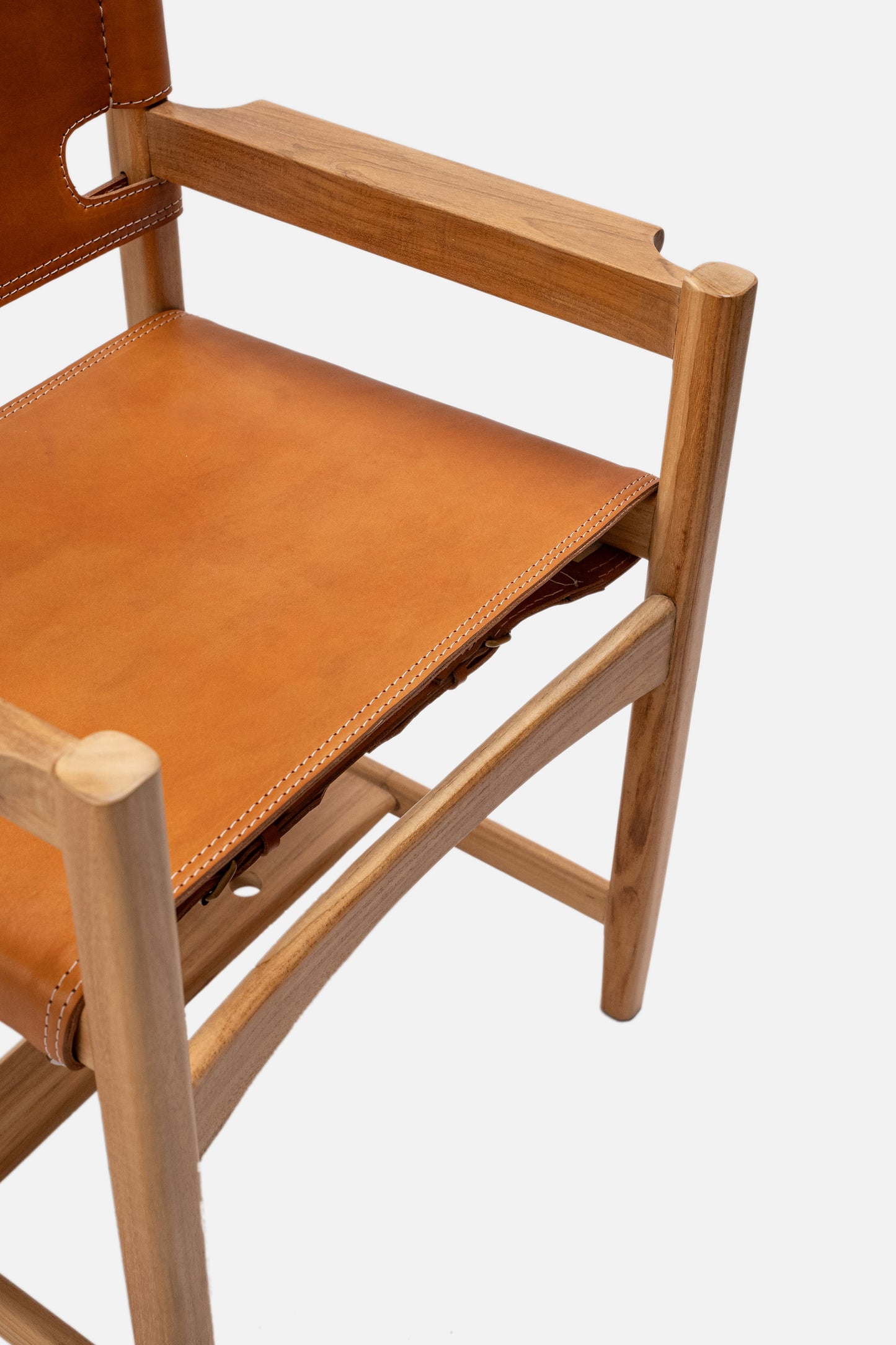 Sedia da pranzo Rava in teak e pelle