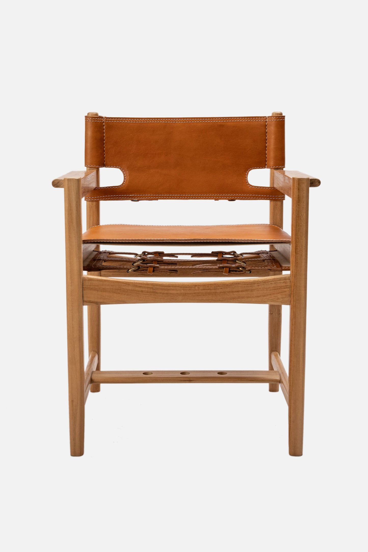 Sedia da pranzo Rava in teak e pelle