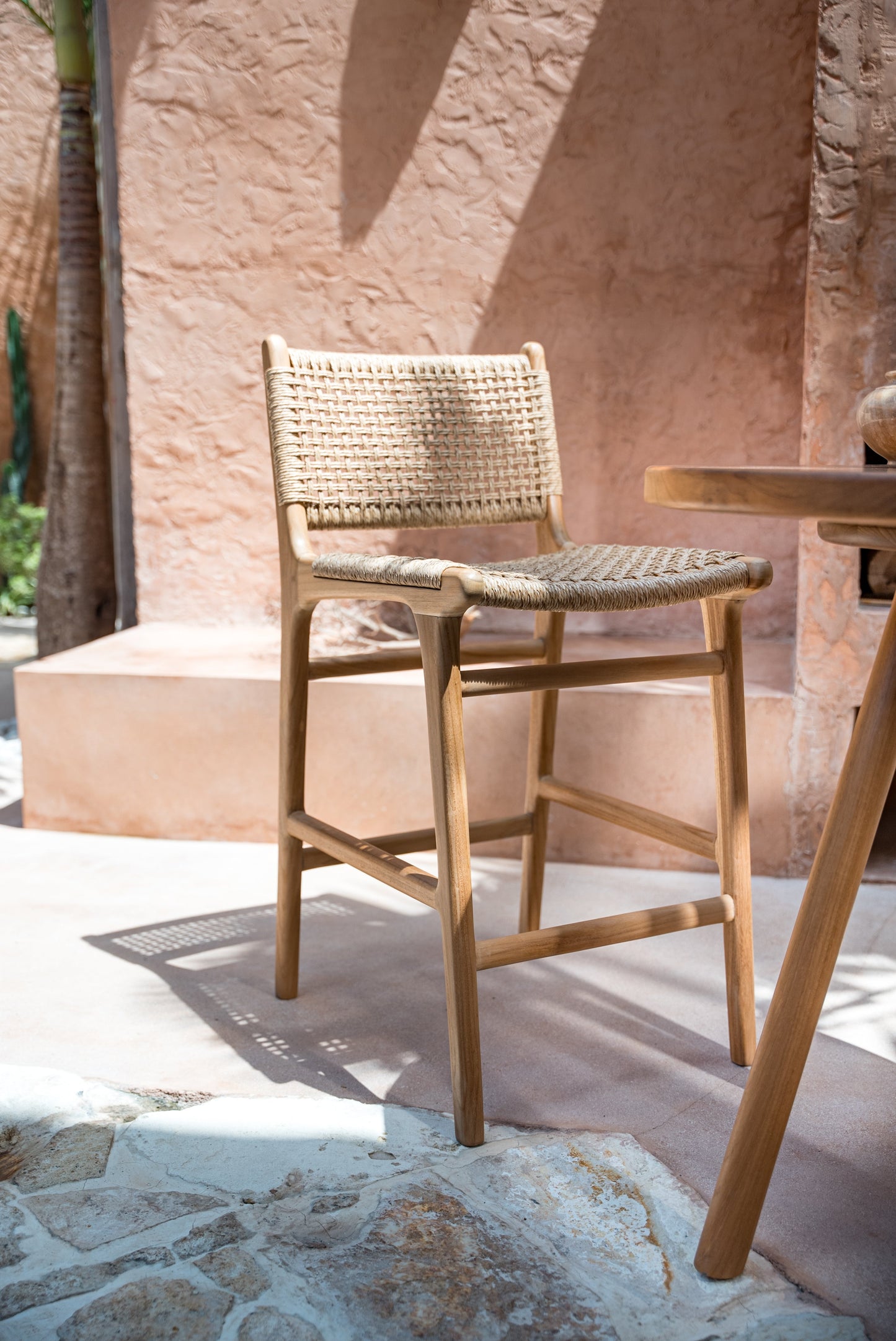 Sgabello da bar in teak per interni ed esterni Melia