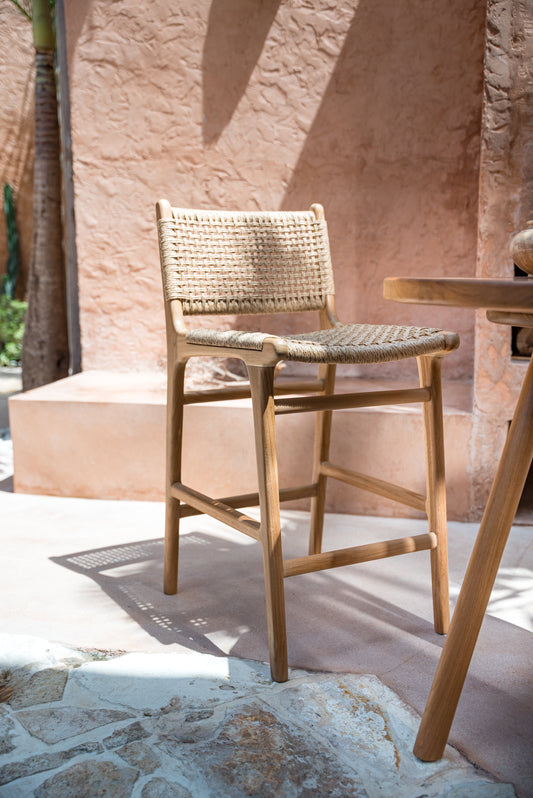 Sgabello da bar in teak per interni ed esterni Melia