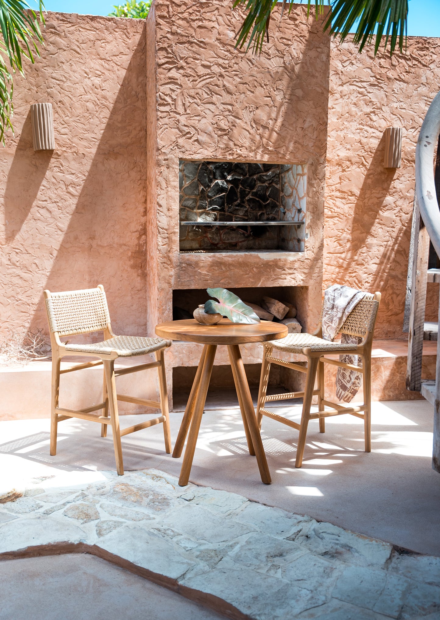 Sgabello da bar in teak per interni ed esterni Melia