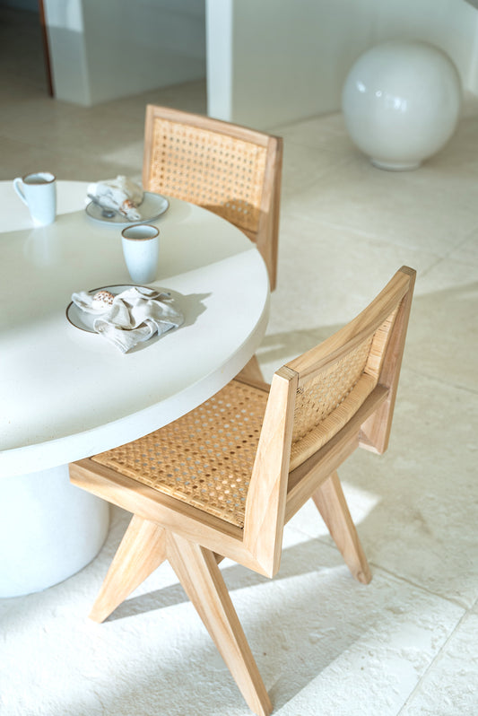 Sedia da pranzo Nilah in teak e rattan