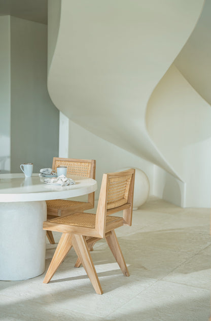 Sedia da pranzo Nilah in teak e rattan