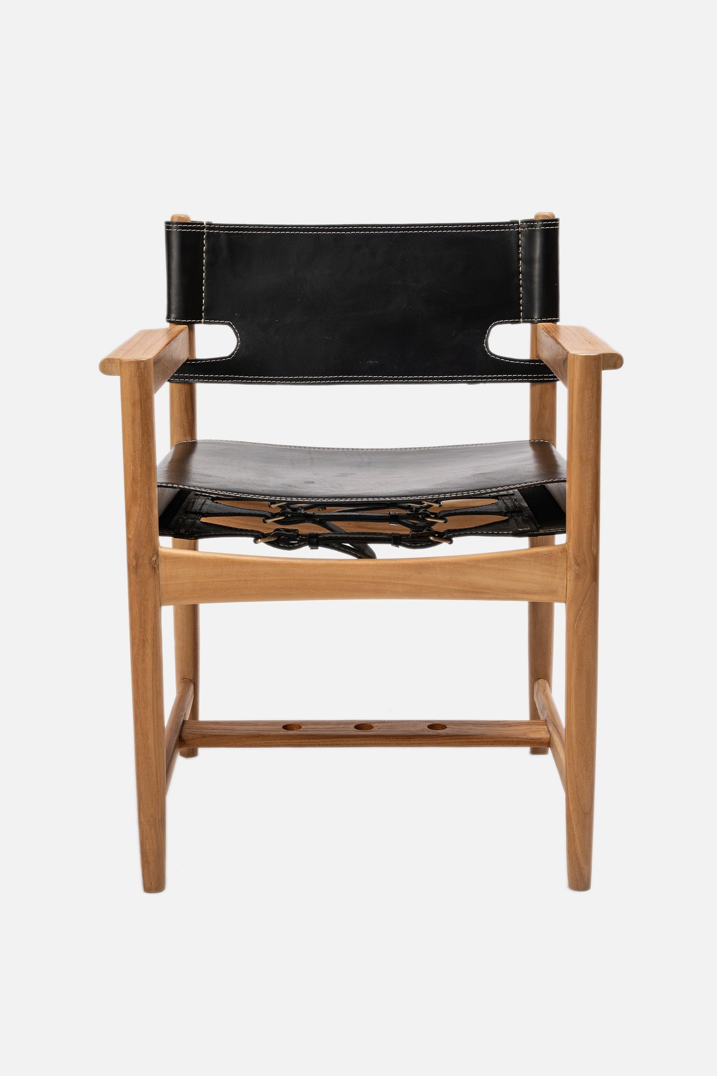 Sedia da pranzo Rava in teak e pelle
