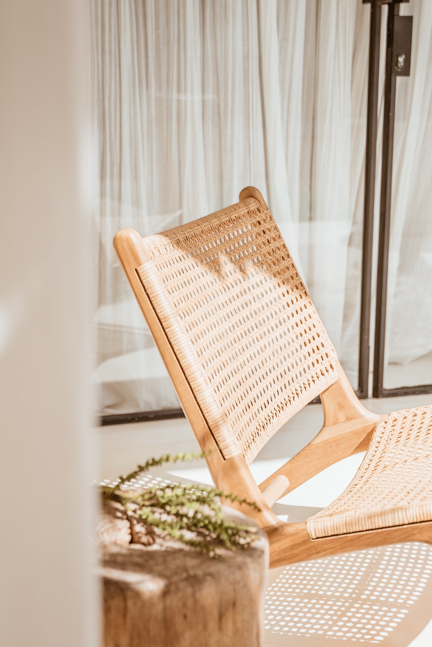 Poltrona lounge Salma in teak e rattan