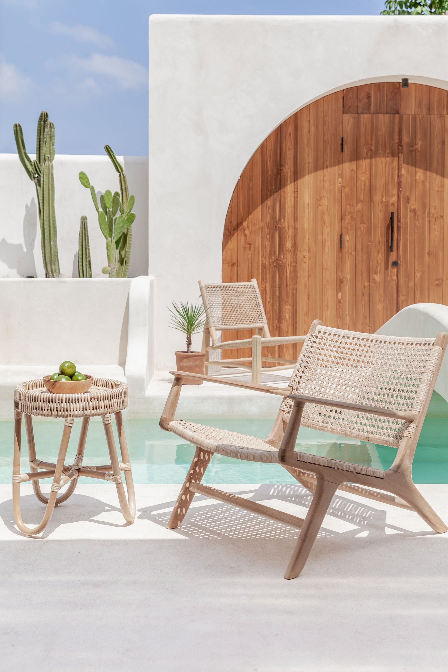 Poltrona lounge Salma in teak e rattan